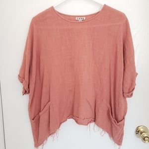 Cope burnt orange crop shirt with pockets